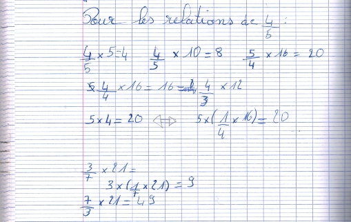 Plaisir des nombres - Apprentissage des fractions_ Exemple de quatre cinquième.